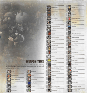 Wow, look at how many everyday objects I can use to fight zombies...and how all but four are worthless.